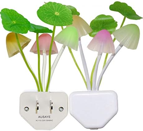 2 Pack Led Night Light w/Dusk to Dawn Sensor,AUSAYE 0.6W Plug-in Night Light Lamp,Night Lights for Kids Adults Mushroom Night Light Wall Lamps NightLight for Thanksgiving Day Christmas Gifts