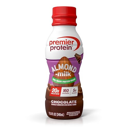Premier Protein Almondmilk Plant Based Protein Shake, Chocolate, 20g Protein, 5g Sugar, 11.5 Fl oz (Single Bottle)