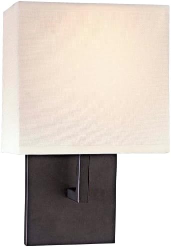 George Kovacs P470-617 1 Light Wall Sconce w/Off White Linen Shade, Bronze