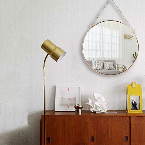 LONGWIN Hanging Wall Circle Mirror Decor Gold Geometric Mirror with Chain for Bathroom Bedroom Living Room 11.8\"