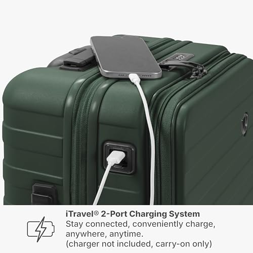 Traveler's Choice Novia Top Opening Expandable Polycarbonate Luggage with Spinner Wheels, Green, 21-Inch Carry-on by Traveler's Choice - Used condition - Image 5