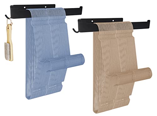 2 Pack Hanger Storage Stacker Stand，Hanger Organizer Stacker,Hanger Holder Rack With Hook For Closet, Hanger Stacker For Closet Laundry Room,Space Saving Clothes Hanger Storage Rack，Drilling (Black) #TOP11