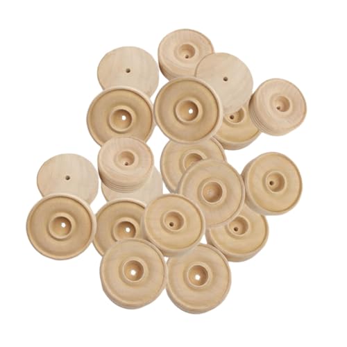 Natural Wood Tic Tac Wheels - 50pcs Treaded Craft Wheel Axles & Accessories, Perfect for R/C Cars & DIY Projects by Wooden Crafts