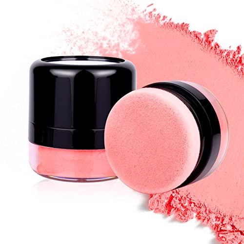 Loose Powder Blush, Natural Air Cushion Face Blusher For Cheeks, Matte Natural Look, Korean Blusher, Single Color Blush, Coral Red, 1 Count #TOP7