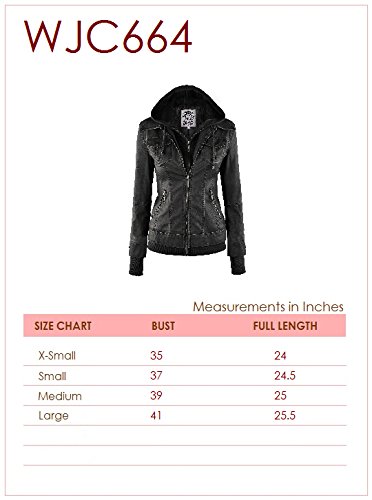Made By Johnny Mbj Wjc664 Womens Faux Leather Jacket With Hoodie L Coffee #TOP6