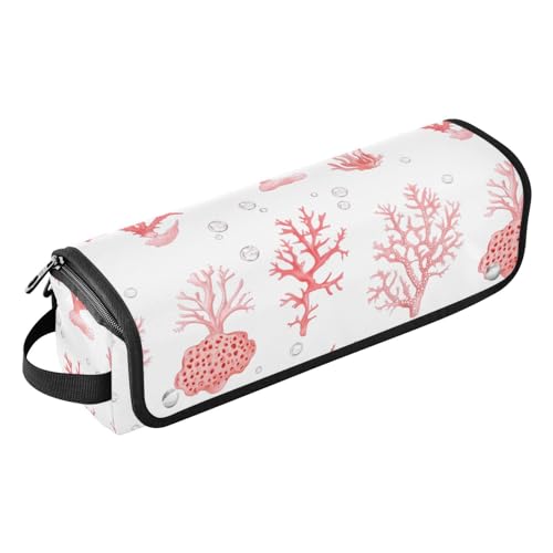 Bolsa de viaje para herramientas de cabello coral rosa y tapete resistente al calor con cremallera de gran capacidad organizador para planchas, alisadores y rizadores portátil