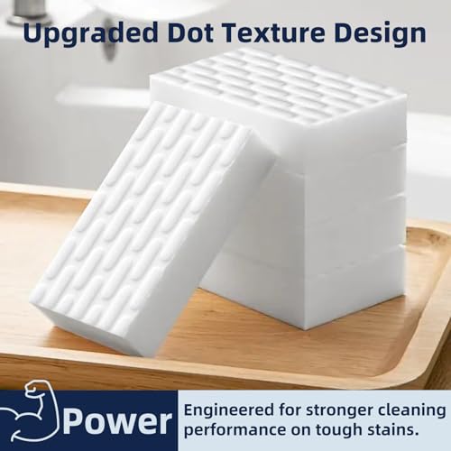 Image of Magic Sponge Eraser, Melamine Sponges for Cleaning, 2X Density, 20 Pcs in Bulk, Long Lasting Scrub Pads for Kitchen, Bathroom, Furniture, Tub, Sink, Floors, Baseboard, Shoes, Wall Cleaner