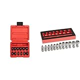 Sunex 1822, 1/4 Inch Drive Magnetic Impact Socket Set, 12-Piece, Metric, 5mm-15mm & Astro Pneumatic Tool 7412 12-Piece 1/4" Drive Flex Socket Set - 6 Point - Metric -  Sunex Tools