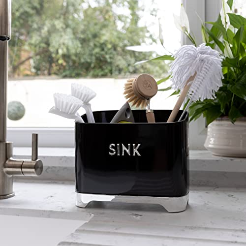 KitchenCraft Lovello Retro Metal Kitchen Sink Tidy, 2 x 1 x 17 cm (8" x 4" x 6.5") - Midnight Black - Image 6