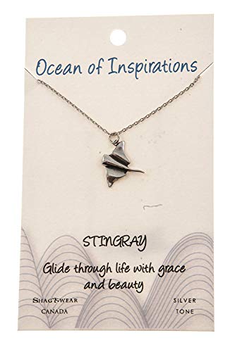 Shag Wear Women s God Bless America Woodland Nature Inspirational Real Pewter Necklace (Stingray Pendant)