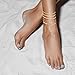 KFHENSOMR Ankle Bracelets for Women 12 Pcs Gold/Silver Plated Layered Cuban Link Chain Anklets Set Dainty Ankle Bracelet Summer Boho Jewelry Waterproof Anklets for Women Adjustable Size