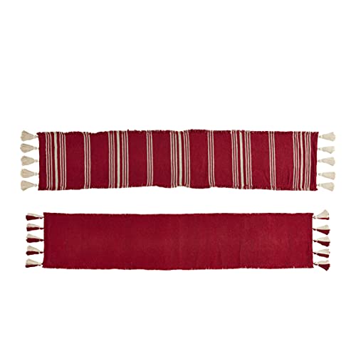 Chemin de table rouge rectangulaire Mud Pie décoration de table à rayures 18x90 - 4