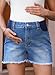 BLENCOT Maternity Jeans Shorts for Women Mid Waisted Frayed Hem Stretchy Denim Shorts Comfy Pregnancy Summer Clothes Fashion 2026 Beau Blue Small