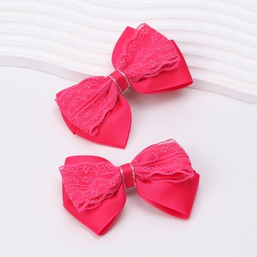 Pinzas para el cabello con moña 4 pulgadas rojo set 2 miniatura 5