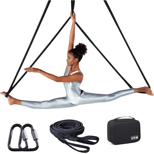 Aerial Loop Straps Bodyloops 6ft 2m Velvet Covering 1 pair Heavy-Duty for Aerial Circus Dance (Black)