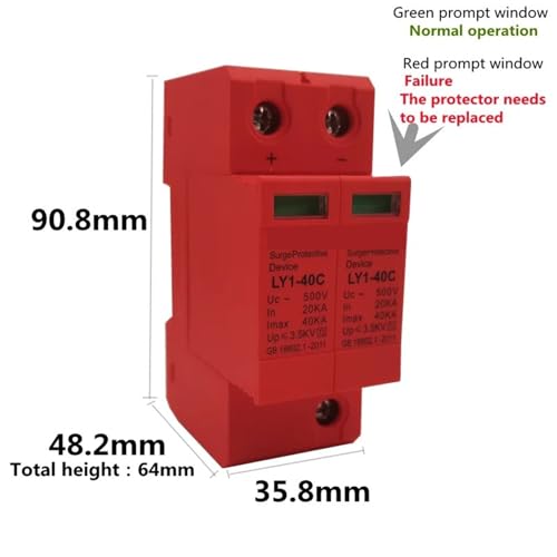 Parafoudre SPD DC 1000V 2P avec capacité de décharge élevée 20KA à 40KA - 2