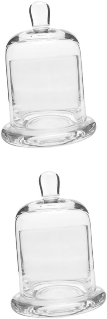 Glass Bell Jar Candle Holder Set, 2pcs Hand-Blown Glass Candlestick Cups 15.8cm for Wedding Home Décor and Party Festival Decorative Candleholders