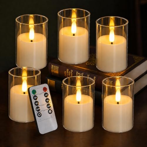 Image of Flickering Flameless Candles, 6 Pack LED Tea Lights Candles with Remote and Timer, 300+ Hours Battery Operated Candles for Votive, 2 inchx 3 inch Small Fake Candles for Home Decor Wedding Table Decor