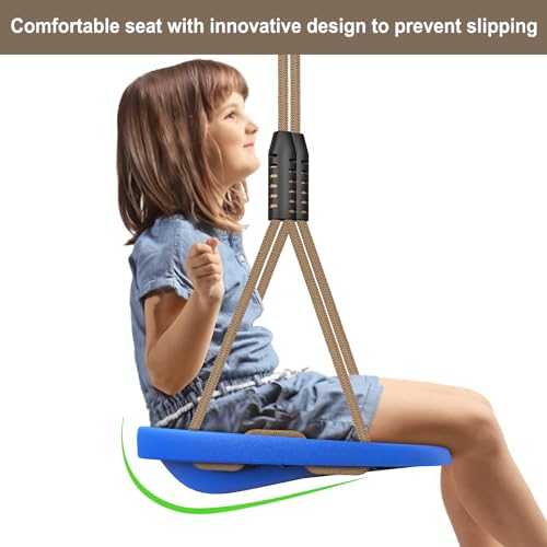 Image of SELEWARE Blue Heavy Duty Swing Seat for Adults Kids Tree Swing, 1 Pack | Indoor /Outdoor Plastic Swing with Adjustable Ropes and Carabiners, Swing Set Accessories for Backyard Patio Garden Playground
