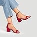 DREAM PAIRS Womens Low-Chunk Low Heel Pump Sandal,Size 7,Red/Suede,LOW-CHUNK