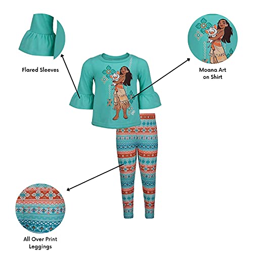 Disney Moana Little Girls Graphic T-Shirt And Leggings Outfit Set Paisley Blue 7-8 #TOP5