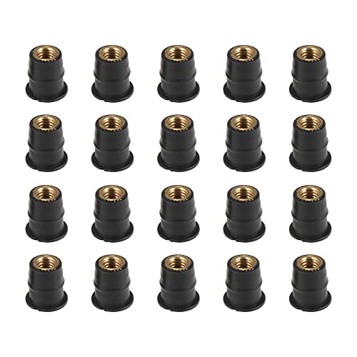 Motoforti 20pcs M6 Convexe Noir Caoutchouc Pare-Brise Vis Ecrou pour Moto Cover