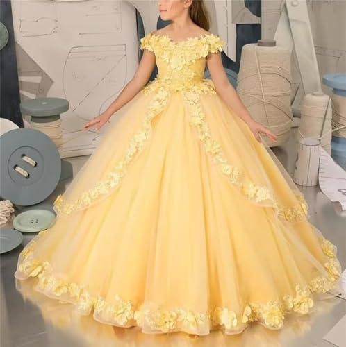 Off Shoulder Flower Girl Dresses for Wedding Lace Appliques Flower Girl Dress Tulle Pageant Dresses for Girls2