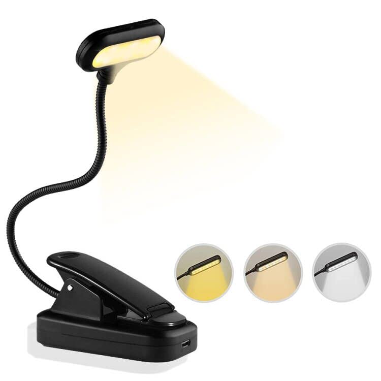 Lampe de Lecture pour Livre 3 Modes de Luminosité (Blanc Froid&Chaud), 360° Cou Flexible Mini Veilleuse Pince Lampe Livre Lampe de Lecture Clip pour Lire au Lit,Enfant,Voyage[Classe énergétique A]
