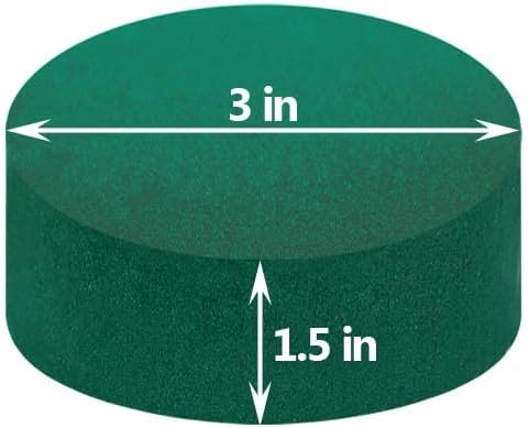 Miniatura 2 de Paquete de 6 bloques de espuma florales redondos FLOFARE para flores frescas y artificiales, cada uno (3 x 1.5 pulgadas), espuma de flores verdes