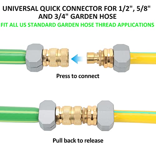 Styddi Brass Full Flow Garden Hose Quick Release Connect Adaptor Fitting, Full Port Solid Brass Outdoor Water Hose Quick Disconnect Connector Coupler With Male And Female, With 4 Hose Washers - 3 Sets #TOP2