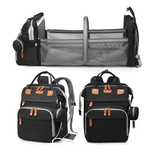 Jeryswet Baby Diaper Bags with Changing Station, Waterproof Large Capacity Diaper Bag Backpack for Moms Dads with USB Charging Port and Stroller Straps, Baby Shower Gifts, Black