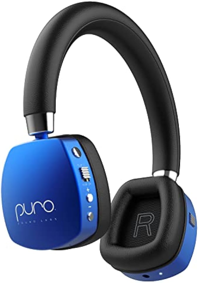 Puro Sound Labs PuroQuiets Volume Limited On-Ear Active Noise Cancelling Bluetooth Headphones – Lightweight Headphones for Kids with Built-in Microphone – Safer Sound Studio-Grade Quality (Dark Blue)
