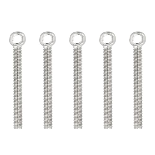 PATIKIL Bulloni Ad Occhio Con Spalla Di Sollevamento M5x48mm, 5 Pezzi Bulloni Filettati Con Occhio Per Sollevamento Valvole Sospensioni Fissaggi In Acciaio Inox 304, Colore Argento