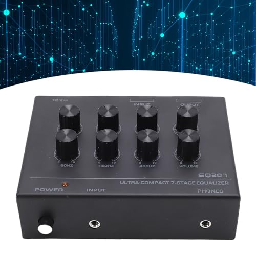 Ecualizador de sonido de 7 bandas | Ecualizador EQ ajustable ±12 dB con amplificador NE5532, entrada de 3,5 mm y salida para auriculares para sintonización de audio personalizada (enchufe estadounidense) miniatura 5