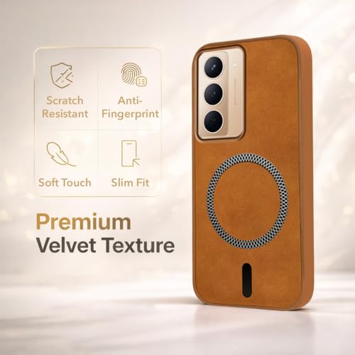 Image of Jkobi Leather Finish Back Cover Case for Realme P3x (MagSafe Compatible Wireless Charging | Soft Touch | Camera Bump Protection)