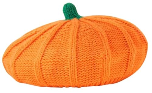 Fall Winter Parent-child Knitted Hat Cute Playful Halloween Orange Pumpkin Knitted Hats Warm Beret Dome Brimless Cap