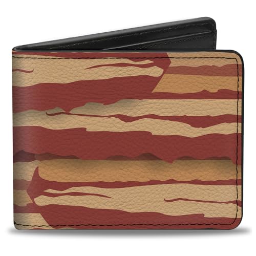 Buckle-Down Men's Wallet, Bifold, Bacon Stacked, Vegan Leather, 4.0