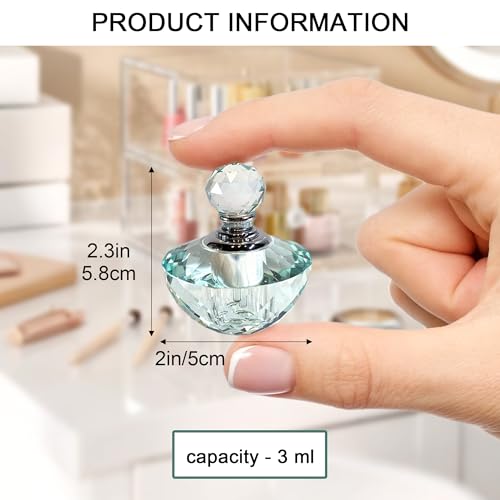 Botella de perfume de cristal verde claro vintage H&D 4ml rellenable 7