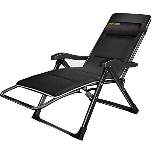 Fauteuil zero gravity portable et inclinable en noir avec structure robuste - 2