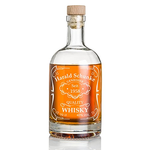 polar-effekt Botella de whisky personalizada de 700 ml con grabado - Regalo para hombres - Jarra de whisky con corcho - Diseño de calidad Whisky Cover
