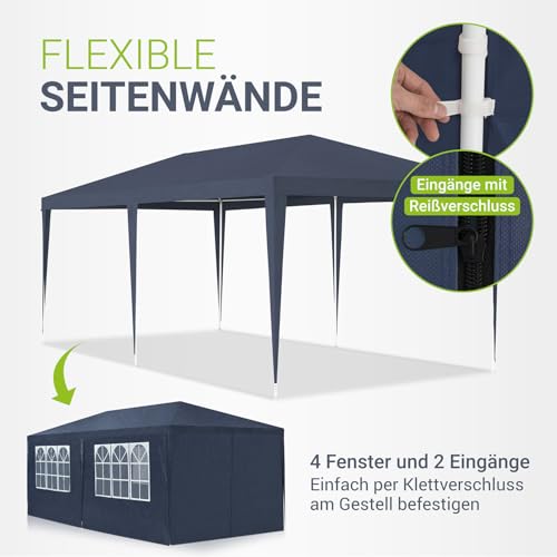 Juskys Pavillon 3×6 m mit 6 abnehmbaren Seitenwänden für Gartenpartys