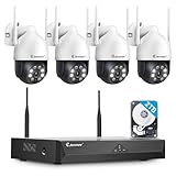Jennov 防犯カメラ 屋外 ワイヤレス 500万画素対応 4台セット AI人体検知 自動追尾機能 2TBHDD内蔵 24時間録画 360°全方位監視 IP67防水 WIFI 無線 監視カメラ 室内 双方向音声 夜間カラー暗視 投光威嚇 スマホ連動 パソコン タブレット 遠隔操作可 Eseecloud対応 防犯対策の補助金を申請可