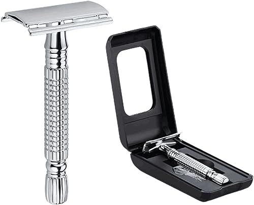 JOCXZI Maquinillas de afeitar para hombre en Afeitado manual,Maquinilla de Afeitar Clásica, plateado, en caja