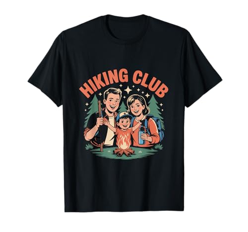 Retro Club de Senderismo Familia Camping Divertido Camiseta