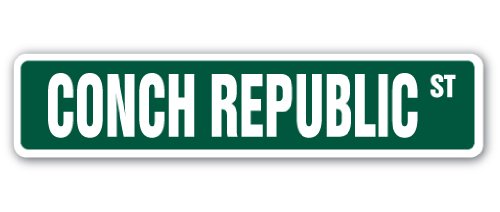 Conch Republic Street Sign Keywest Florida sea Shells Beach | Indoor/Outdoor | 18" Wide