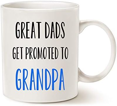 MAUAG Fathers Day Gifts Funny Grandpa Coffee Mug, Great Dads Get Promoted to Grandpa Best Birthday Gifts for Grandpa Grandfather Cup White, 11 Oz