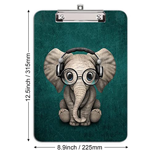 Hnogri Klemmbrett A4 Kunststoff, Mode-Design Klemmmappe A4 Bürobedarf & Schreibwaren für Rechtsanwälte Schüler Lehrer und Kinder, Clipboard Standardgröße 32 x 22 CM, Elefant