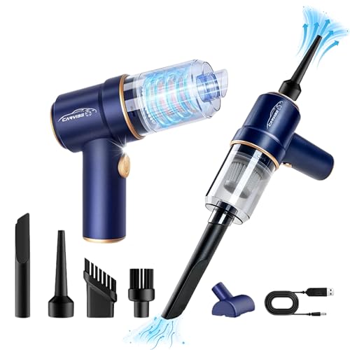Carvibe Portable Handheld Cordless Car Vacuum Cleaner, 6 in 1 16000Pa Vacuum Cleaner and Air Duster with LED Lights and Multi-Nozzles, 120W High Power Rechargeable Vacuum for Car, Home, Office, Pet