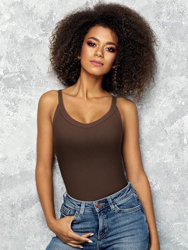 Bencailor 4 Pack Womens Ribbed Workout Tank Tops with Racerback Summer V Neck Seamless Crop Camisole for Sport2