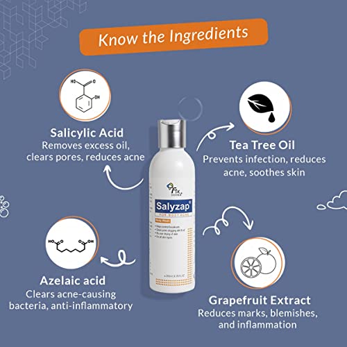 Fixderma Salyzap 2% Salicylic Acid Body Wash With Tea Tree Oil For Skin | Salicylic Acid Wash Body | Cleanser For Acne Prone Skin | Body Wash For Acne - 6.76 Fl Oz #TOP4